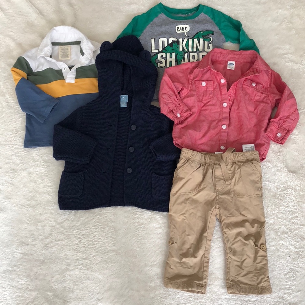 12 month baby boy Bundle shorts sweater and pants